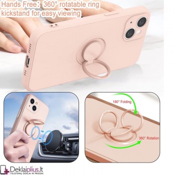 Vennus švelnaus silikono dėklas su žiedu - šviesiai rausvas (telefonui Apple Iphone 13 Mini) Vennus švelnaus silikono dėklas su žiedu - šviesiai rausvas (telefonui Apple Iphone 13 Mini)